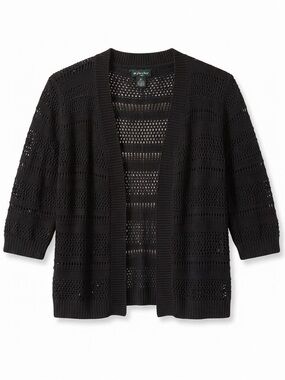 Open Weave Black Knit Cardigan
